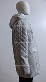Grey Quilted Hooded Long Coat