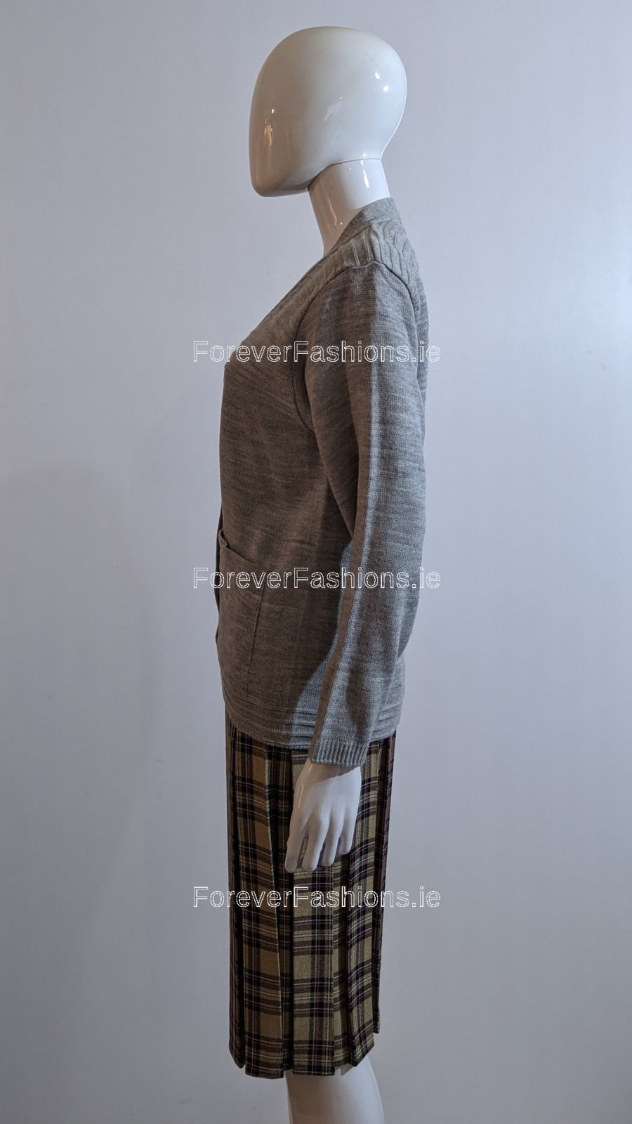 Grey V-Neck Two Pocket Cardigan