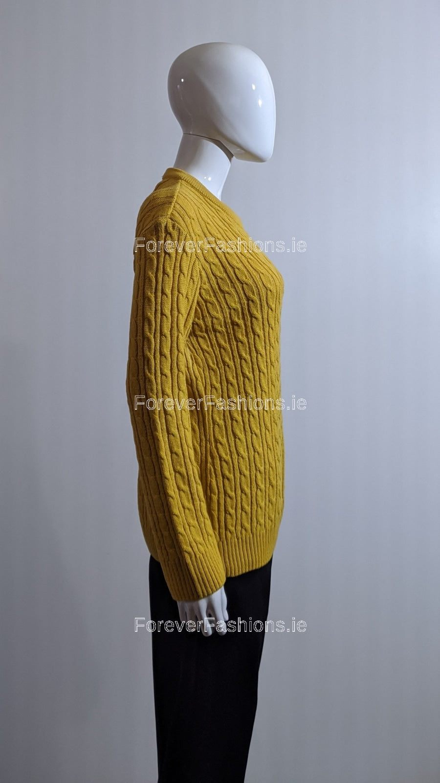 Mustard Round Neck Cable Knit Jumper