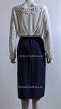 Navy Elasticated Straight Skirt