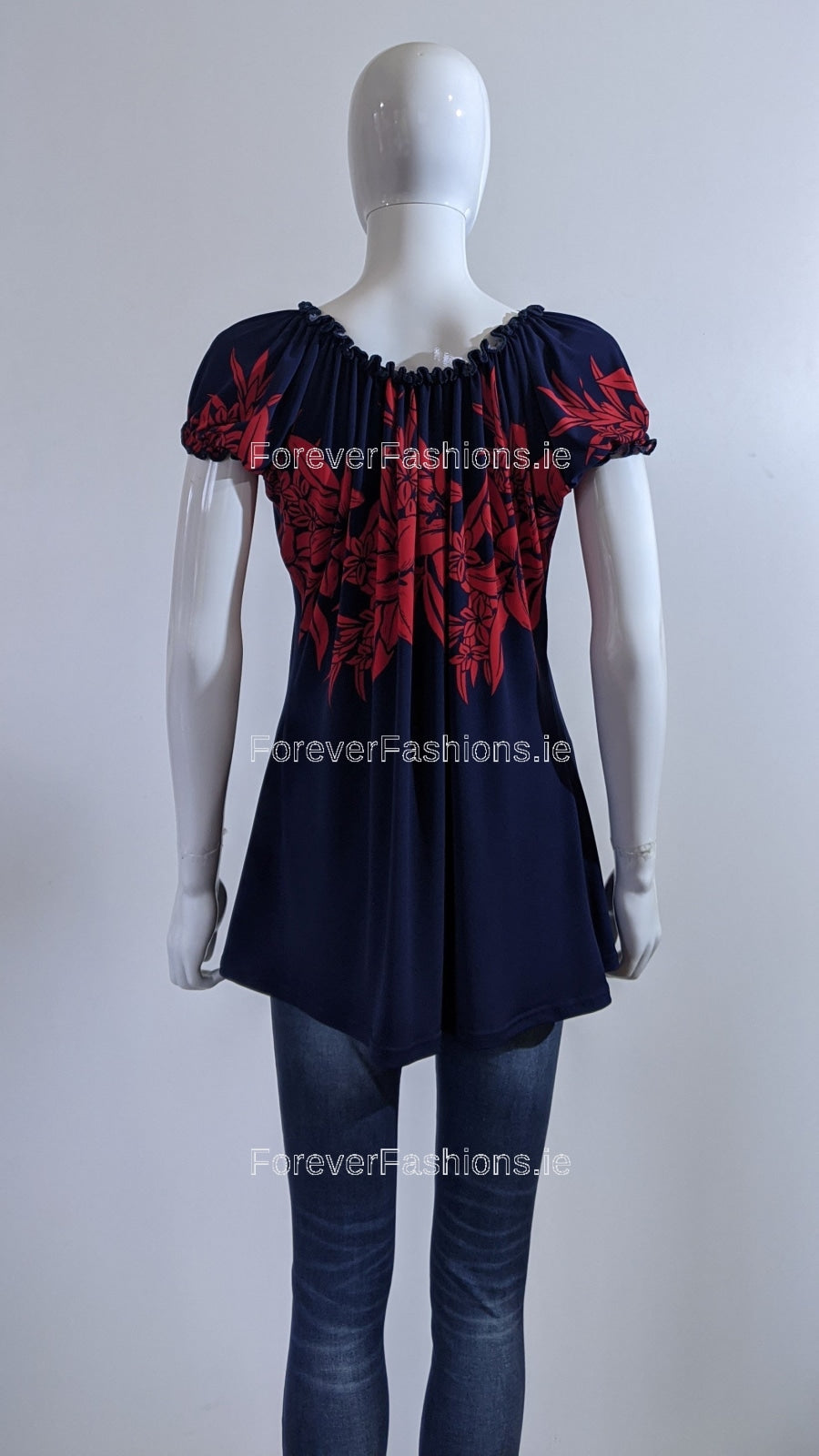 Navy Floral Pattern Top