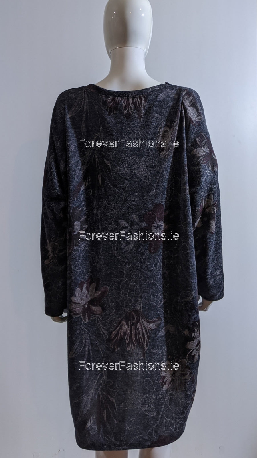 Navy Floral Pattern Warm Dress