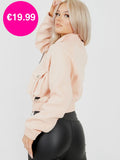 Pink Pocket Fleeced Cropped Jacket