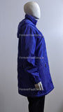 Purple Pattern Hooded Long Coat