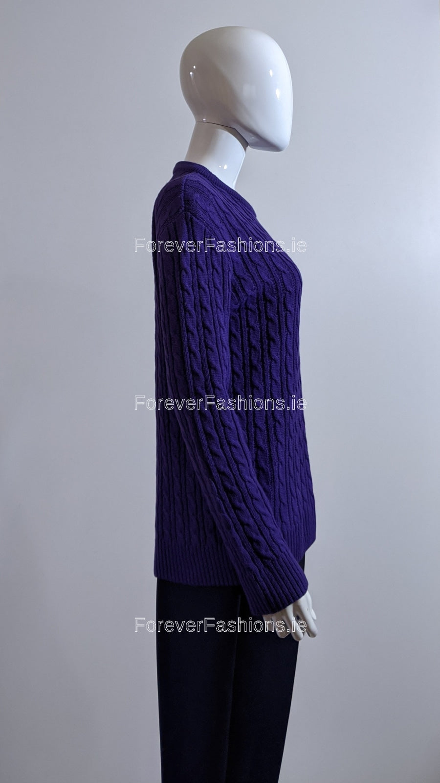 Purple Round Neck Cable Knit Jumper