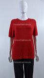 Red Beaded Soft Touch Short Sleeve Jumper