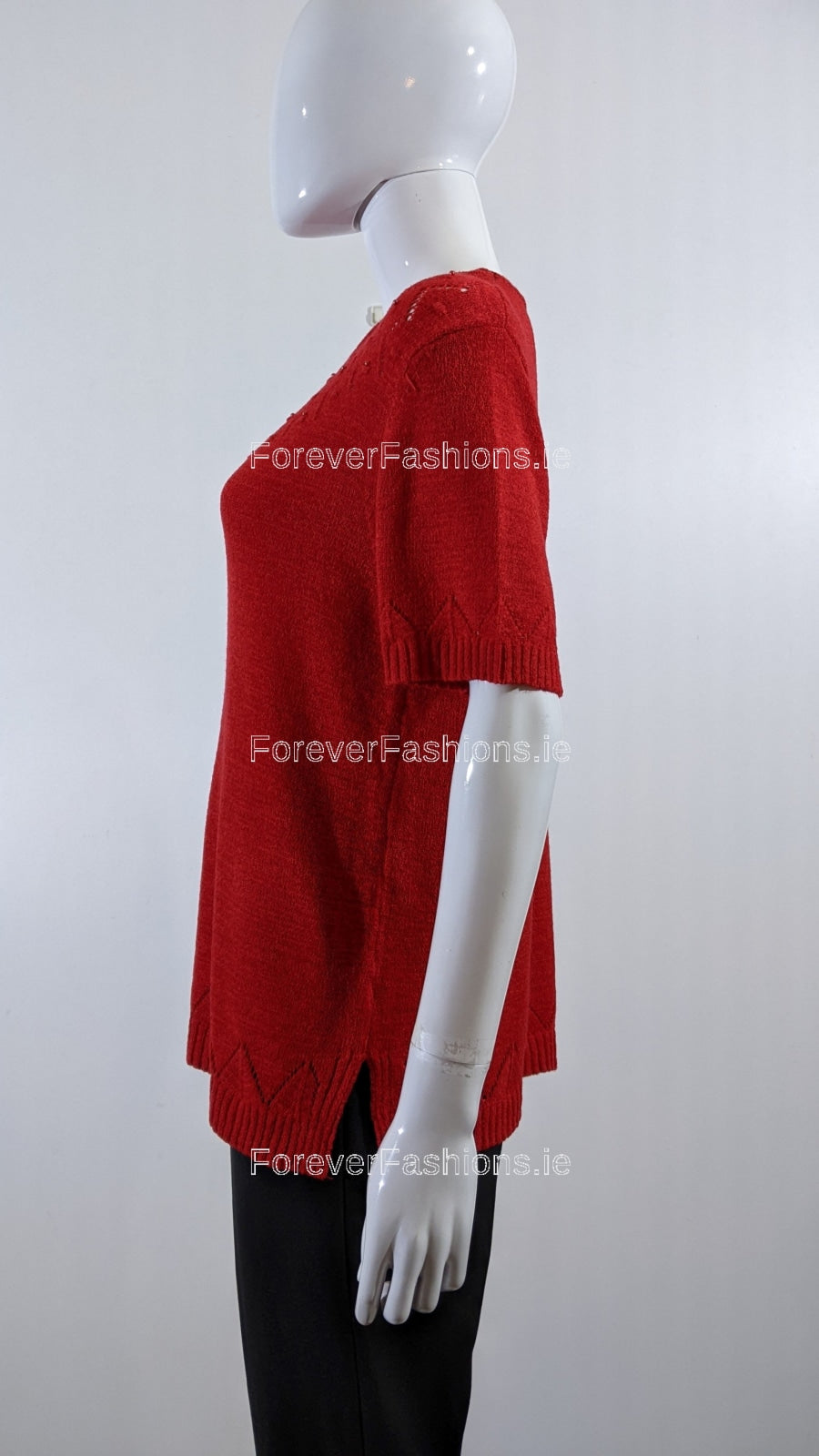 Red Beaded Soft Touch Short Sleeve Jumper