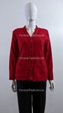 Red V-Neck Button Pocket Cardigan