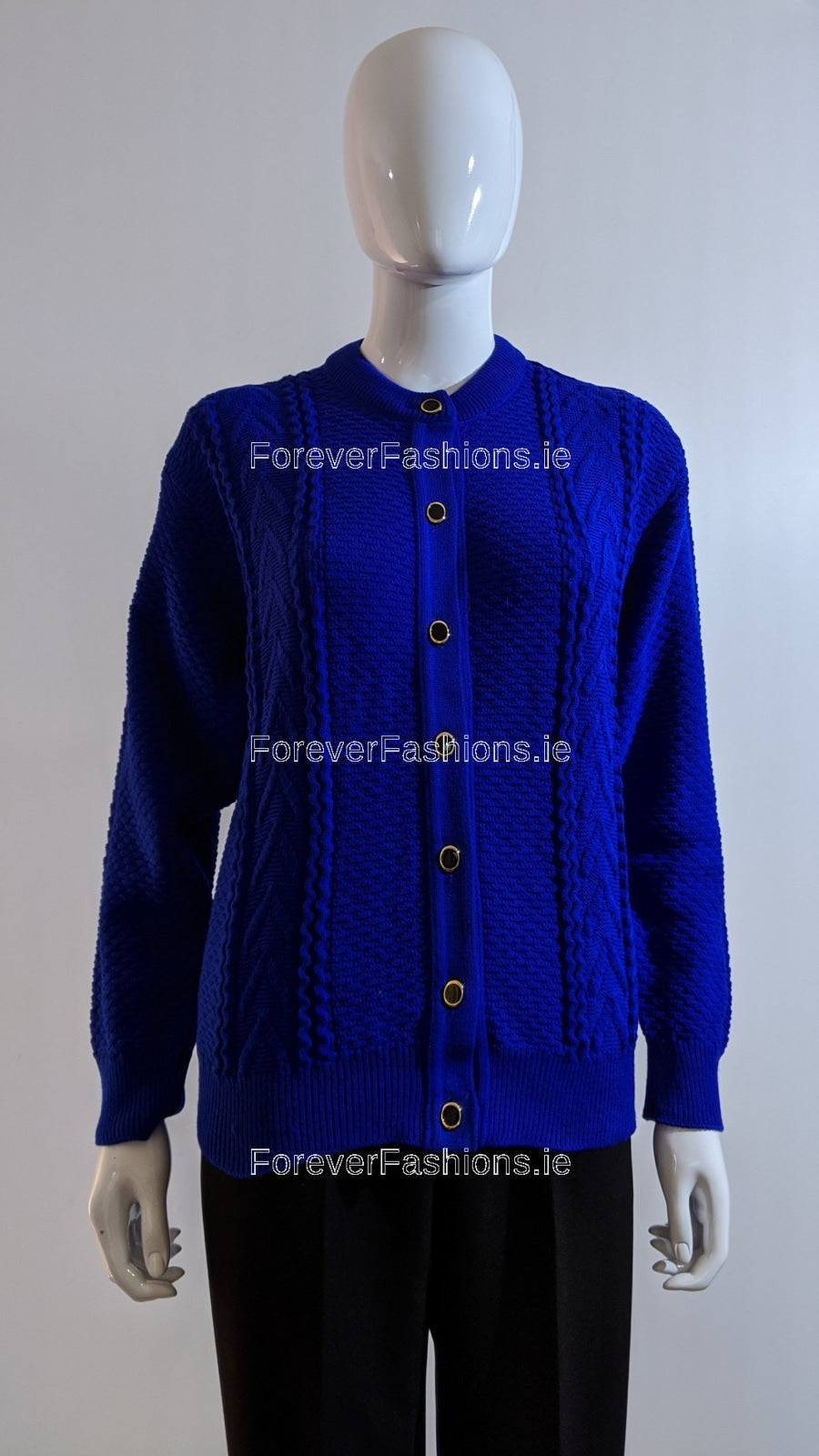 Royal Blue Button Up Design Cardigan