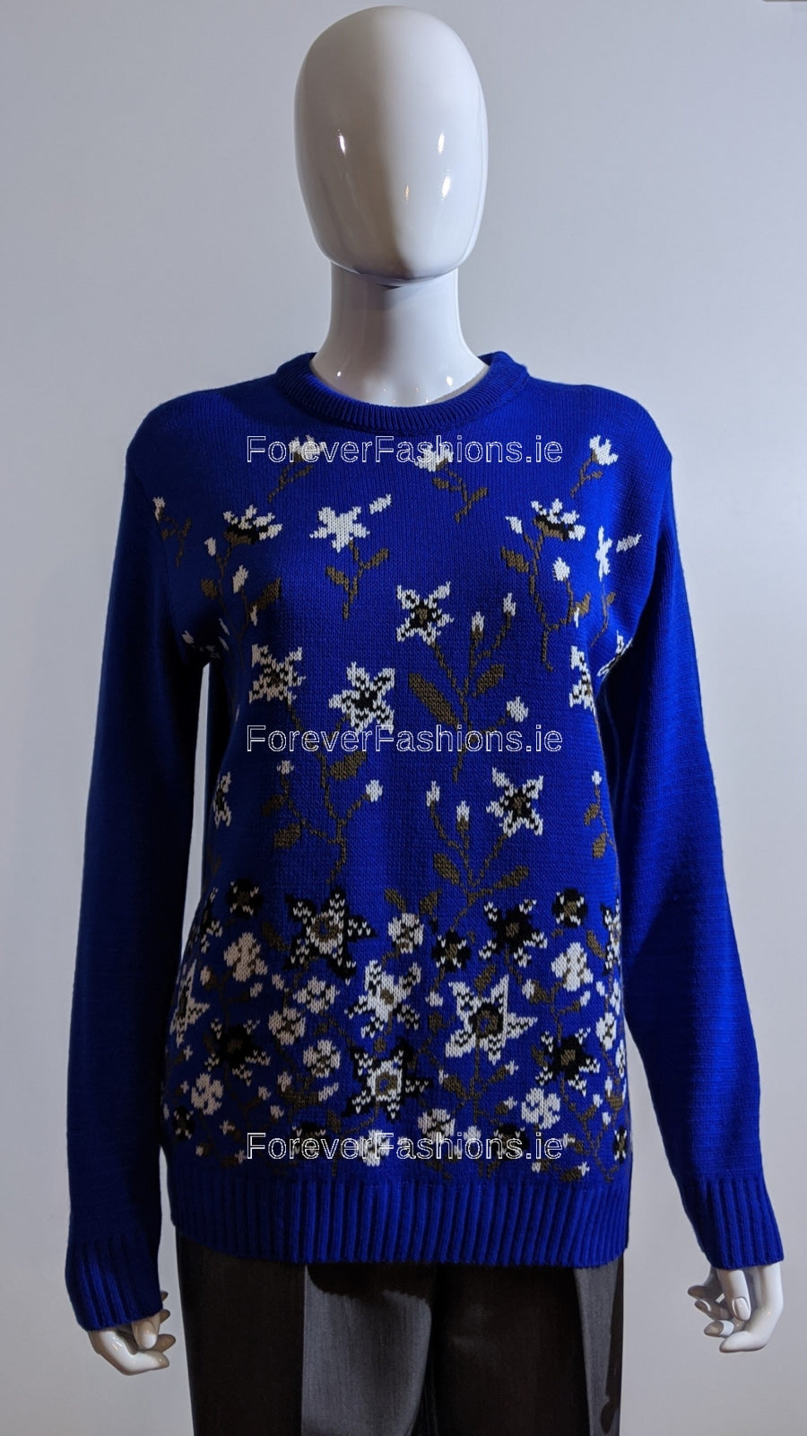 Royal Blue Floral Print Jumper