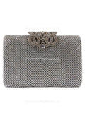 Silver Diamante Embellished Diamond Design Clutch Bag