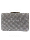 Silver Diamante Embellished Diamond Design Clutch Bag