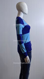 Sky Blue And Royal Blue Button Up Two Pockets Stripe Cardigan