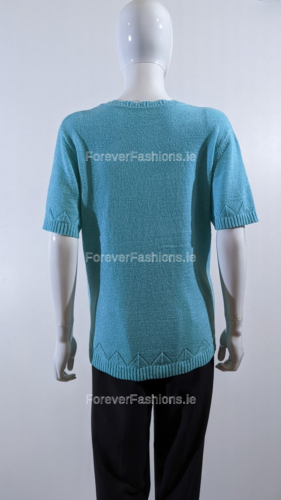 Teal Beaded Soft Touch Short Sleeve Jumper