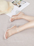 White Clear Block Heel Perspex Sandals