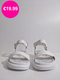 White Quilted Velcro Strap Chunky Platform Sandal