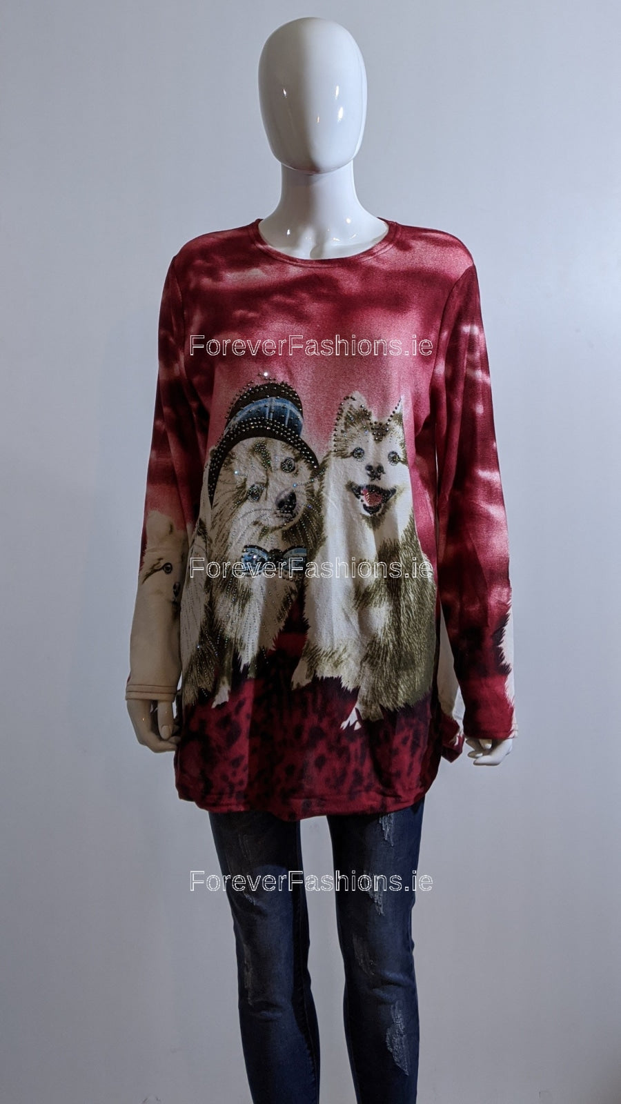 Wine Dog Glitter Design Top