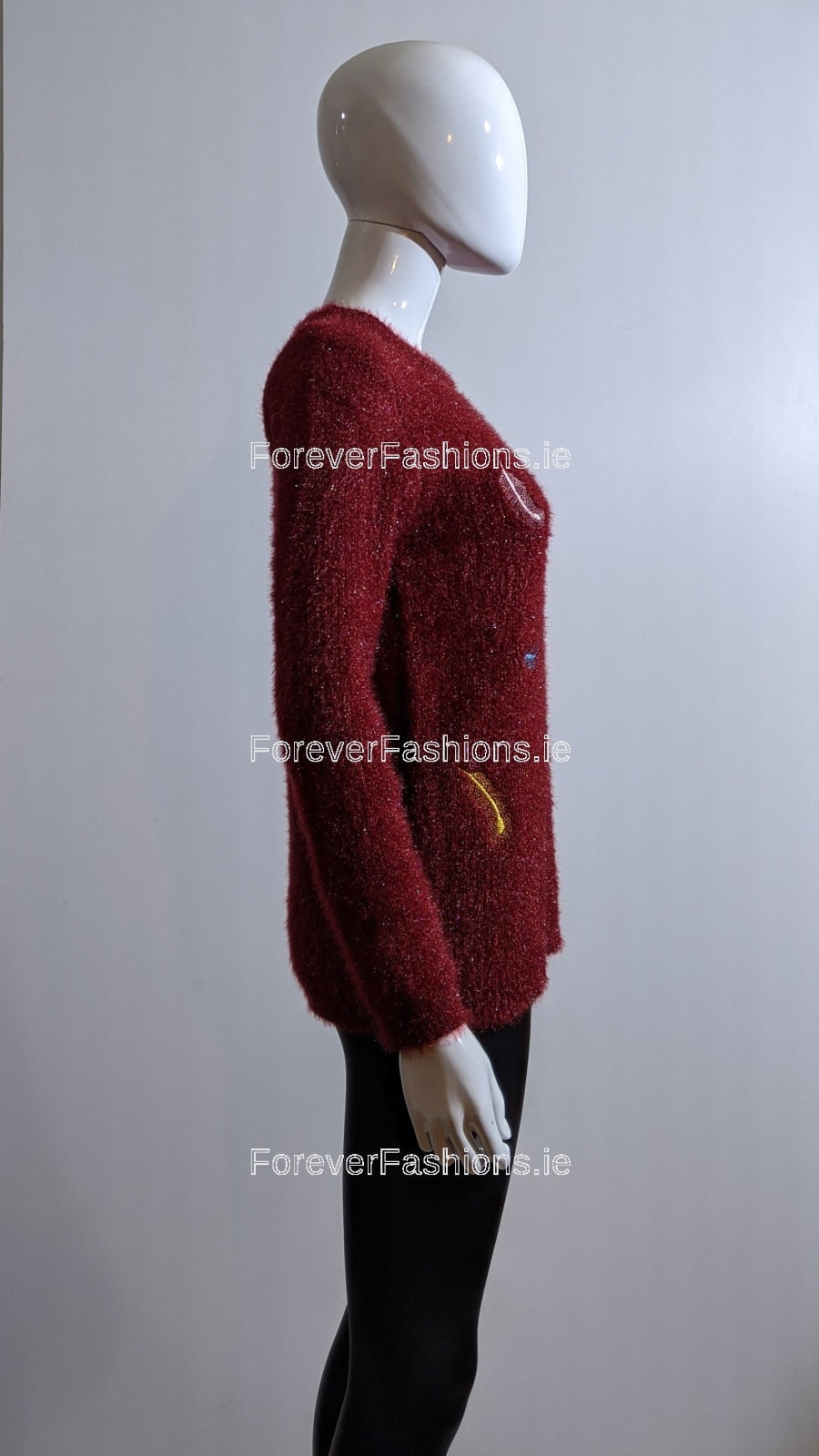 Wine Feather Design Fluffy Jumper