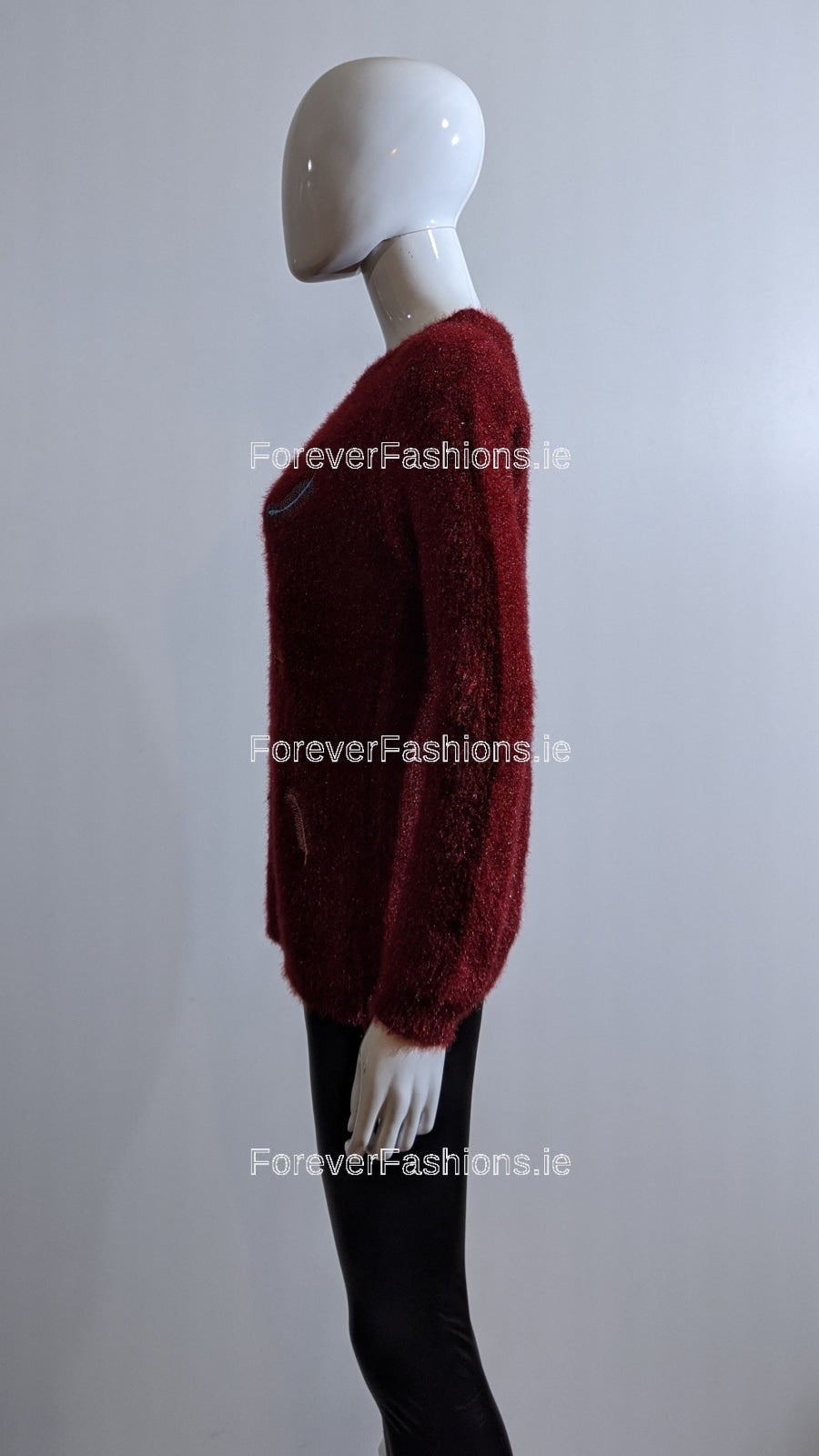 Wine Feather Design Fluffy Jumper